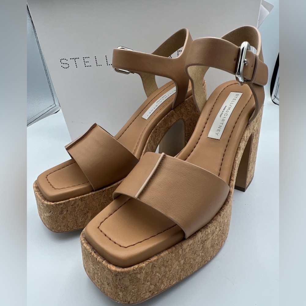 Stella McCartney NWB Skyla Alter Sporty Platform Sandals Size 39.5 (US 9.5) Tan